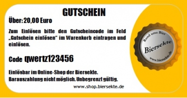Gutschein über 20 Euro für den Biersekten-Online-Shop