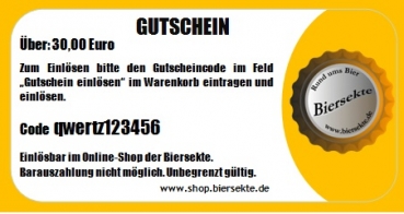 Gutschein über 30 Euro für den Biersekten-Online-Shop
