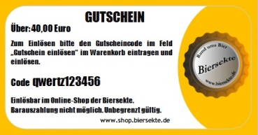 Gutschein über 40 Euro für den Biersekten-Online-Shop