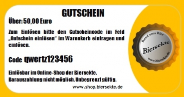 Gutschein über 50 Euro für den Biersekten-Online-Shop